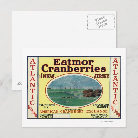 Brand-label voor Eatmor Cranberries Briefkaart (Voorkant / Achterkant)