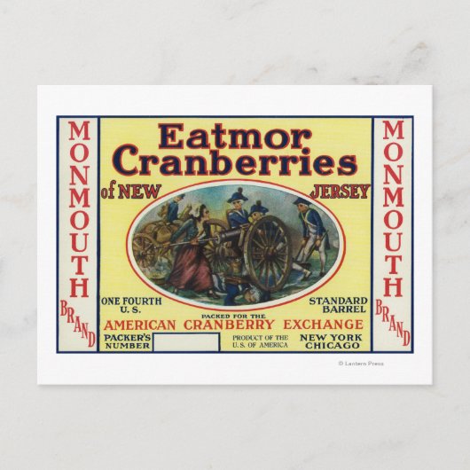 Brand-label voor monmouth Eatmor Cranberries Briefkaart (Voorkant)