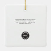 Brand Logo Company Employees Kerstmis toevoegen Keramisch Ornament (Achterkant)