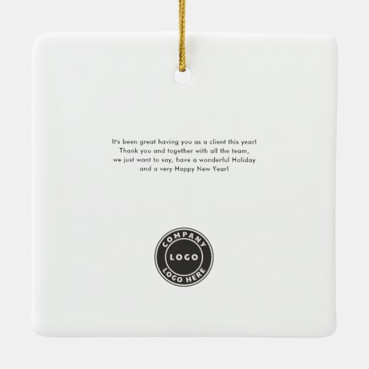 Brand Logo Company Employees Kerstmis toevoegen Keramisch Ornament (Achterkant)