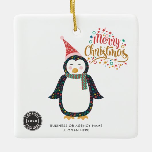 Brand Logo Company Employees Kerstmis toevoegen Keramisch Ornament (Voorkant)