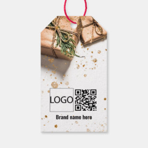 Brand logo qr-code kerstcadeau label-promotie cadeaulabel