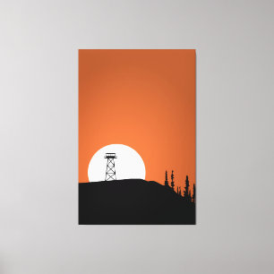 Brand Lookout Tower Sunset Canvas Afdruk