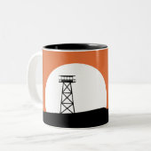 Brand Lookout Tower Sunset Tweekleurige Koffiemok (Voorkant links)