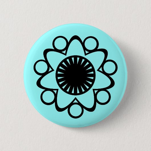 Brand met Life Flower Button, zwart Ronde Button 5,7 Cm (Voorkant)