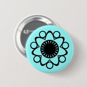 Brand met Life Flower Button, zwart Ronde Button 5,7 Cm (Voorkant /achterkant)