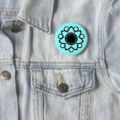 Brand met Life Flower Button, zwart Ronde Button 5,7 Cm (In situ)