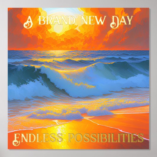 Brand New Day Eindeloze mogelijkheden Dawn Seascap Folie Afdrukken (Voorkant)