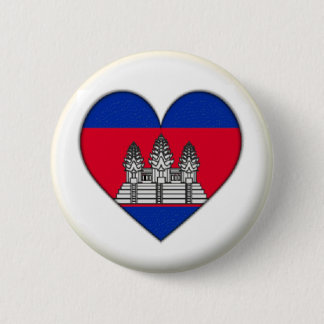 BRAND NIEUW!! - CAMBODIA HEART PIN BACK BADGE BRAN RONDE BUTTON 5,7 CM