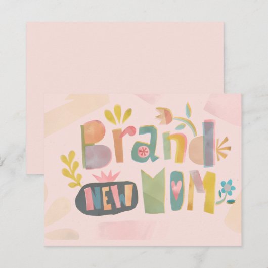 BRAND NIEUWE MOM MOEDERDAG FLORAL LETTERING KAART (Voorkant / Achterkant)