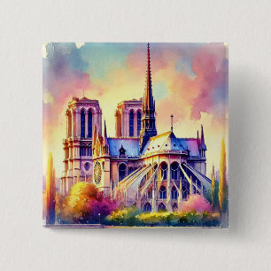 Brand Notre-Dame Vierkante Button 5,1 Cm