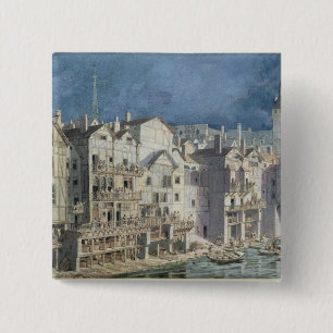 Brand op de Pont aux Meuniers in 1621 Vierkante Button 5,1 Cm
