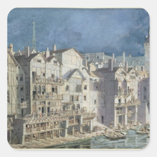 Brand op de Pont aux Meuniers in 1621 Vierkante Sticker