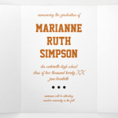 Brand Oranje cirkels 5-Foto Afstuderen Drieluik Uitnodiging (Binnenkant midden)