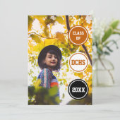 Brand Oranje cirkels Foto Afstuderen Kaart (Staand voorkant)