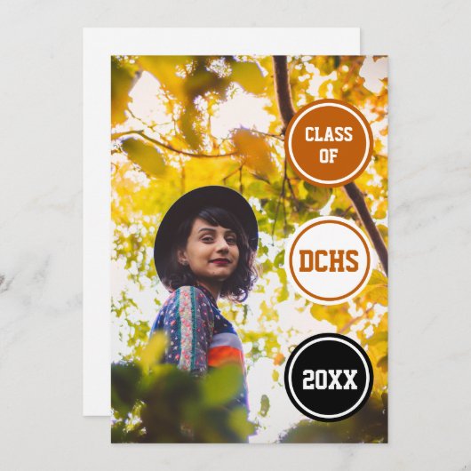 Brand Oranje cirkels Foto Afstuderen Kaart (Voorkant / Achterkant)