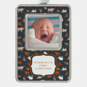 Brand Oranje gebatterde Longhorns Patroonfoto Verzilverd Omlijst Ornament (Voorkant)
