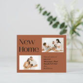 Brand Oranje minimalistisch twee foto's nieuwe thu Aankondigingskaart (Staand voorkant)