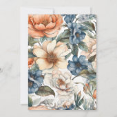 Brand Oranje Waterverf Floral Gold Birthday Kaart (Achterkant)