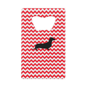 Brand Rood Chevron met Dachshund Creditkaart Flessenopener