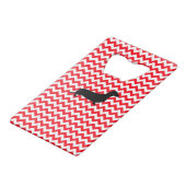 Brand Rood Chevron met Dachshund Creditkaart Flessenopener (Achterkant Gekanteld)