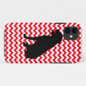 Brand Rood Chevron met Labrador Silhouette Case-Mate iPhone Case (Achterkant (horizontaal))
