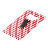 Brand Rood Chevron met Yorkie Silhouette Creditkaart Flessenopener (Achterkant Gekanteld)