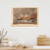 Brand van het clipperschip "Golden Light" (0143A) Poster (Keuken)
