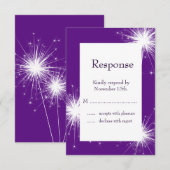 Brand van Sparkles RSVP (paars) Kaartje (Voorkant / Achterkant)