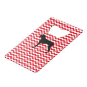 Brand vrachtwagen roodbruin met boxer creditkaart flessenopener (Voorkant Gekanteld)