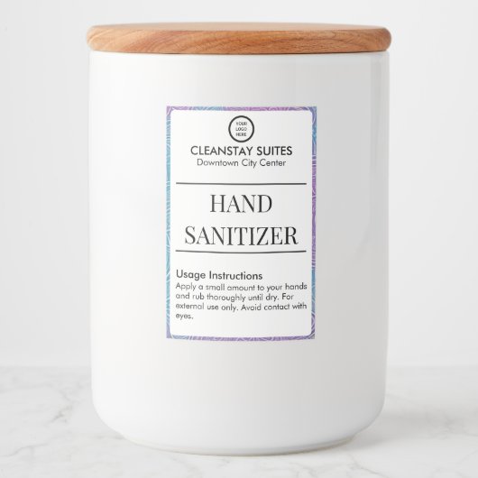 Brandable Hospitality Guest Hand Sanitizer Label Voedselcontainer Etiket (Voorkant)
