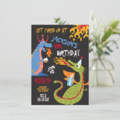 Brandademende Dragons Birthday Party Kaart (Staand voorkant)