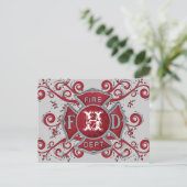 Brandafdeling Aangepast monogram Briefkaart (Staand voorkant)
