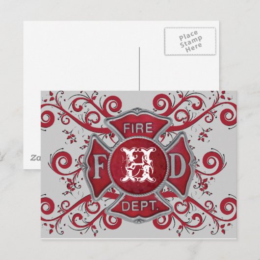 Brandafdeling Aangepast monogram Briefkaart (Voorkant / Achterkant)