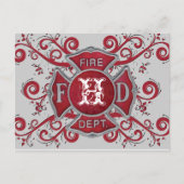 Brandafdeling Aangepast monogram Briefkaart (Voorkant)