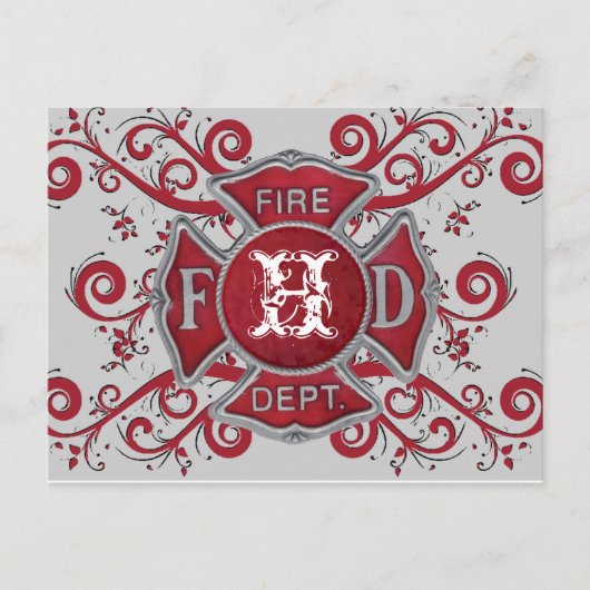 Brandafdeling Aangepast monogram Briefkaart (Voorkant)
