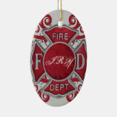 Brandafdeling Aangepast monogram Keramisch Ornament (Rechts)