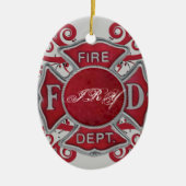 Brandafdeling Aangepast monogram Keramisch Ornament (Voorkant)