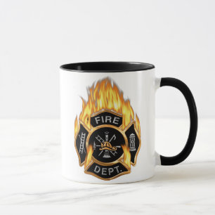 Brandafdeling Badge Flaming Gold Mok
