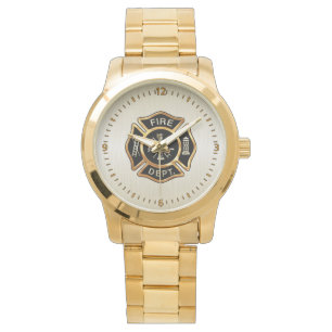Brandafdeling Badge Gold Horloge