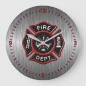 Brandafdeling Badge Red Grote Klok (Voorkant)