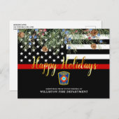 Brandafdeling Eerste kerstdagen Aangepaste dunne r Feestdagenkaart (Voorkant / Achterkant)