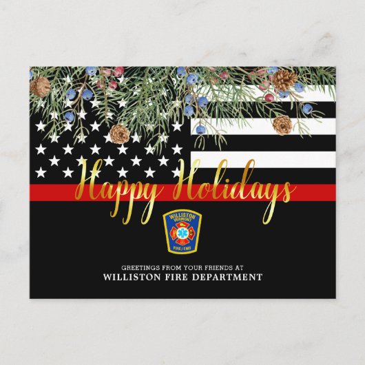 Brandafdeling Eerste kerstdagen Aangepaste dunne r Feestdagenkaart (Voorkant)