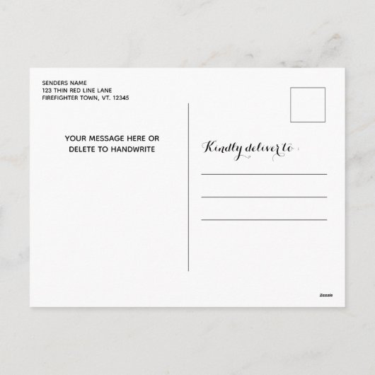 Brandafdeling Embleem Thin Red Line met Kerstmis Feestdagenkaart (Achterkant)