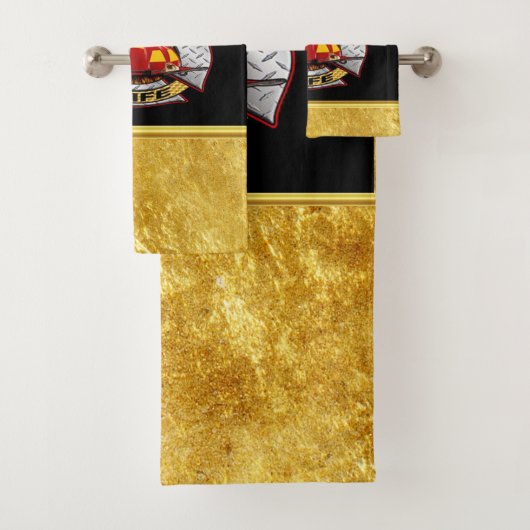 Brandafdeling Gold en Silver Wife Badge Bad Handdoek (Insitu)