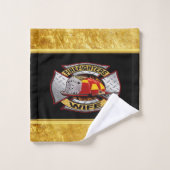 Brandafdeling Gold en Silver Wife Badge Bad Handdoek (Wasdoekje)