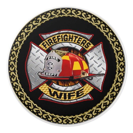 Brandafdeling Gold en Silver Wife Badge Keramische Knop (Voorkant)