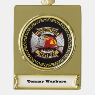 Brandafdeling Gold en Silver Wife Badge Verguld Banner Ornament