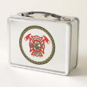 Brandafdeling Goud en rode badge met brandwerende  (Achterkant)