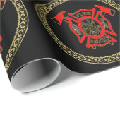 Brandafdeling Goud en rode badge met brandwerende  Cadeaupapier (Rol Hoek)